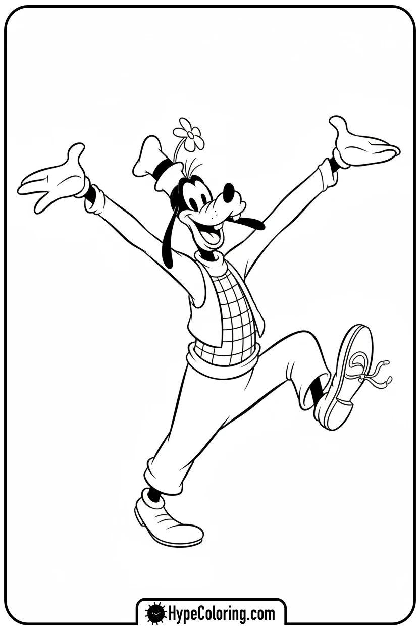 goofy-doing-a-lively-dance - goofy coloring pages