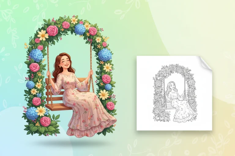 mom-is-gently-swaying-on - happy birthday mom coloring page