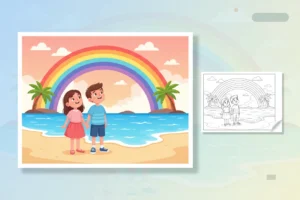 two-children-a-boy-and - hawaiian coloring pages