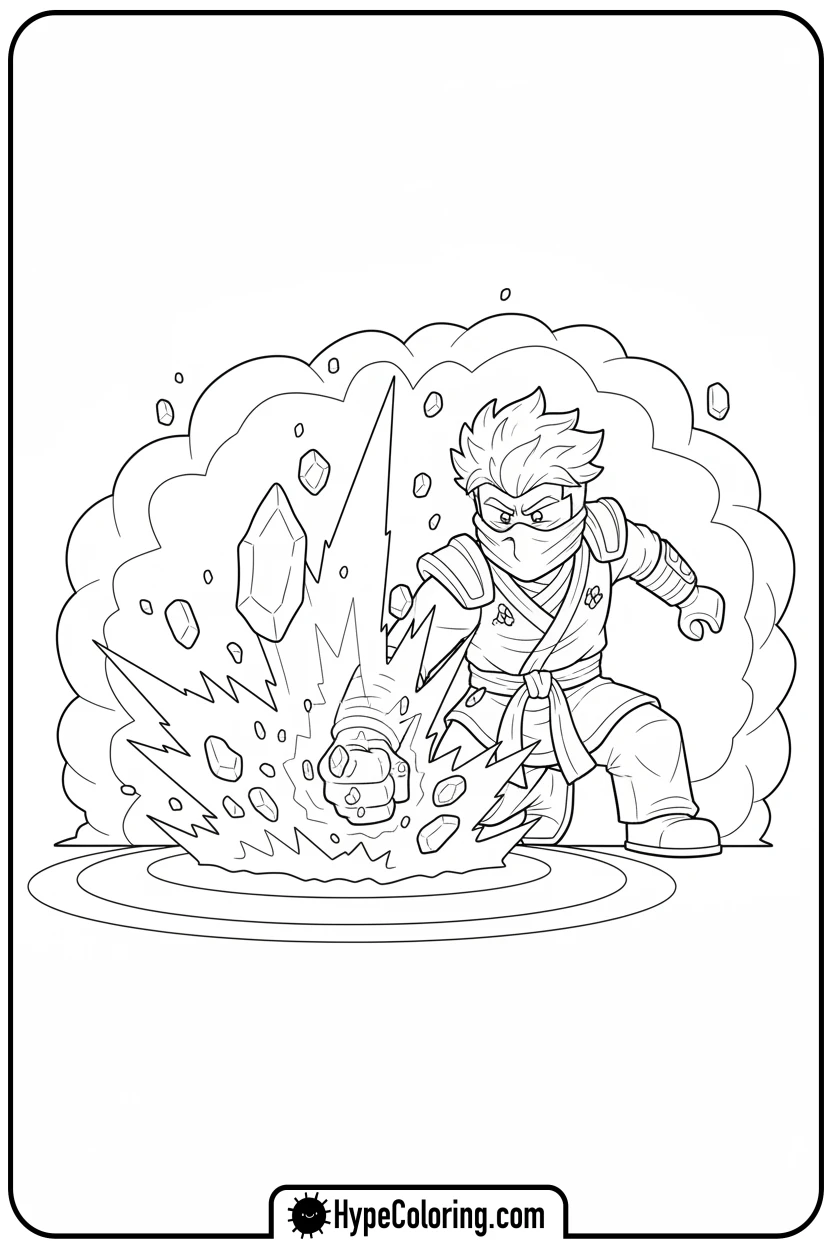 Click to download PDF cole-using-earth-power - lego ninjago coloring pages