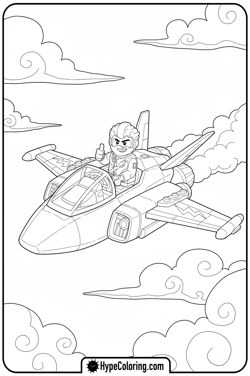 Click to download PDF jay-in-storm-fighter-jet - lego ninjago coloring pages