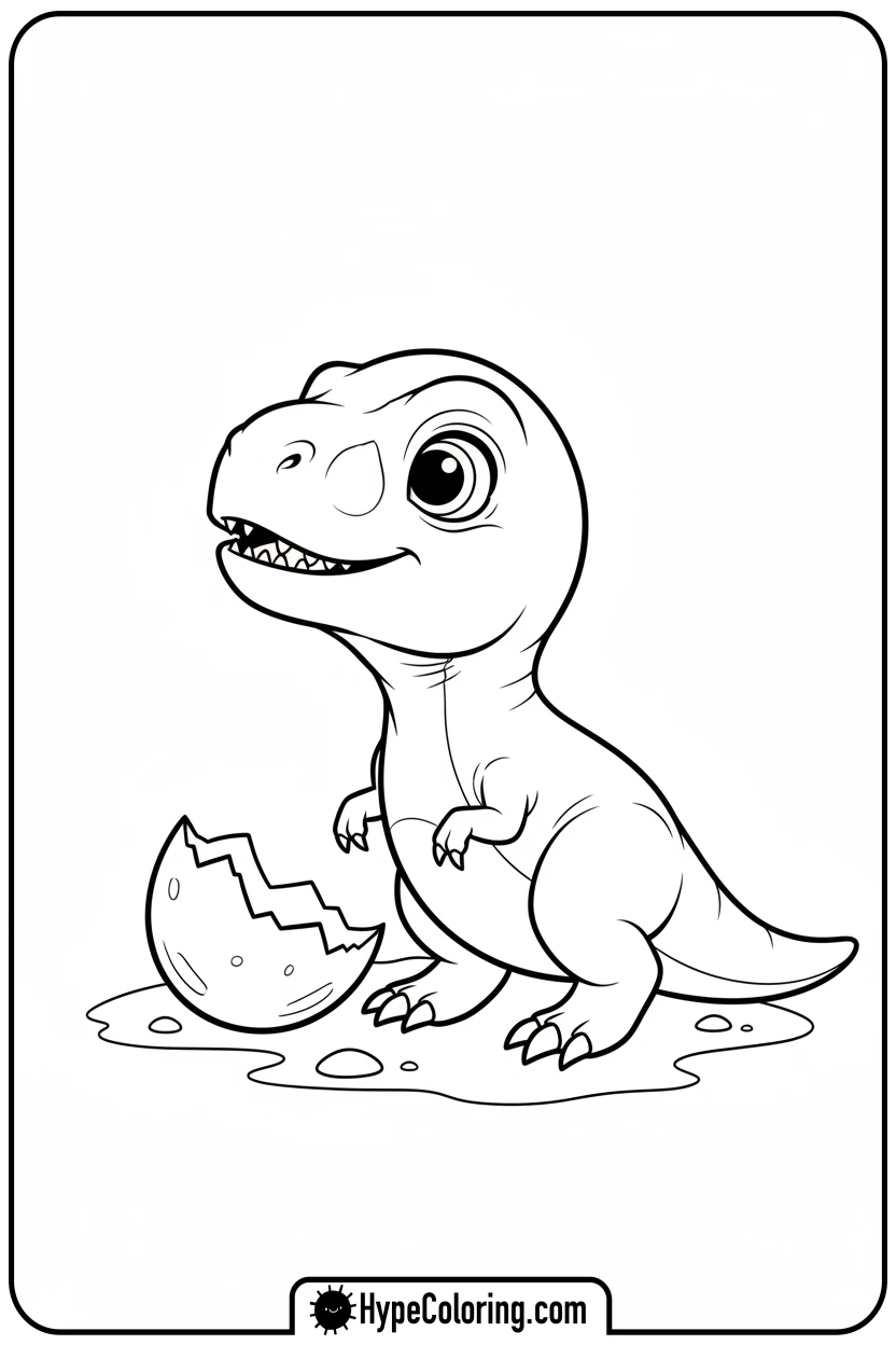 baby-t-rex-hatching - tyrannosaurus rex coloring page