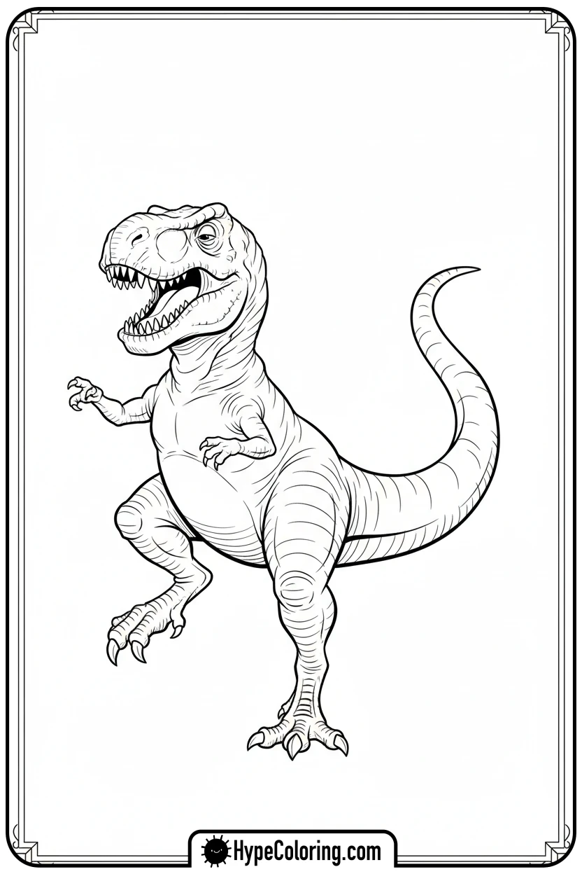 t-rex-dancing-pose - tyrannosaurus rex coloring page