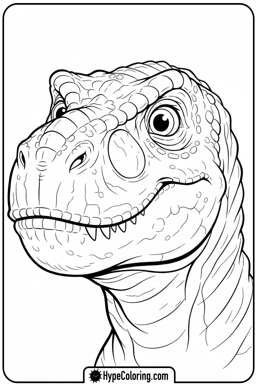friendly-t-rex-face-close-up - tyrannosaurus rex coloring page