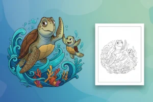 crush-the-sea-turtle-with - finding nemo color pages