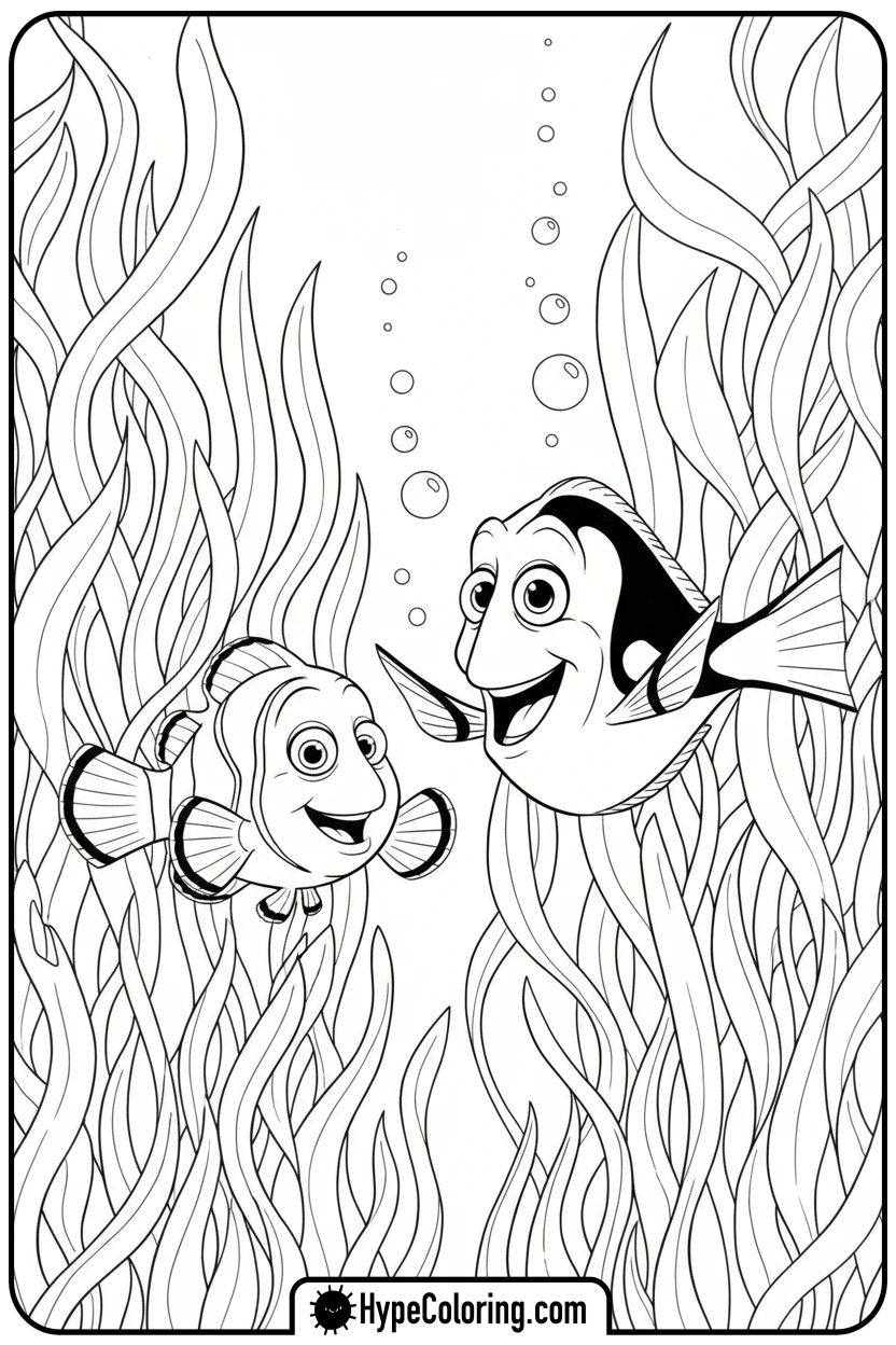 marlin-and-dory-in-kelp-forest - finding nemo color pages