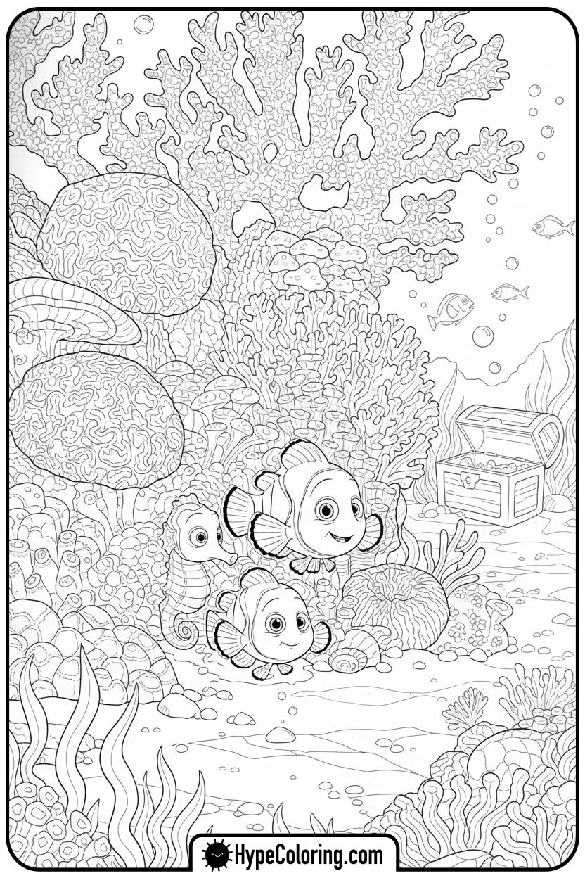 nemo-and-friends-at-school - finding nemo color pages