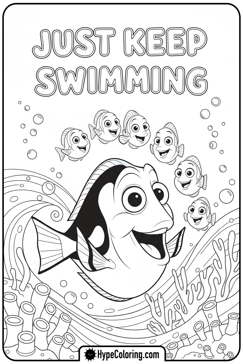 dory-singing-just-keep-swimming - finding nemo color pages