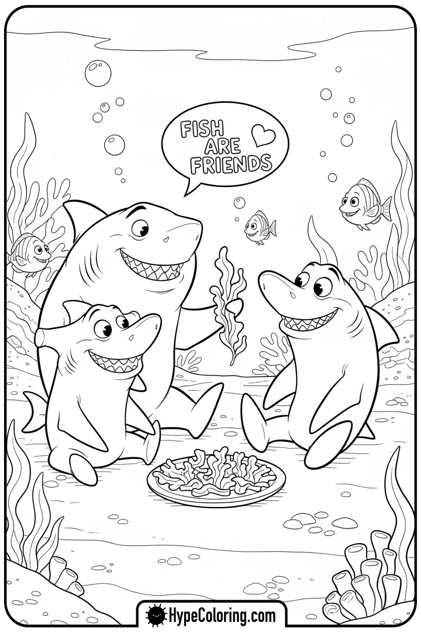 sharks-friendly-meeting - finding nemo color pages