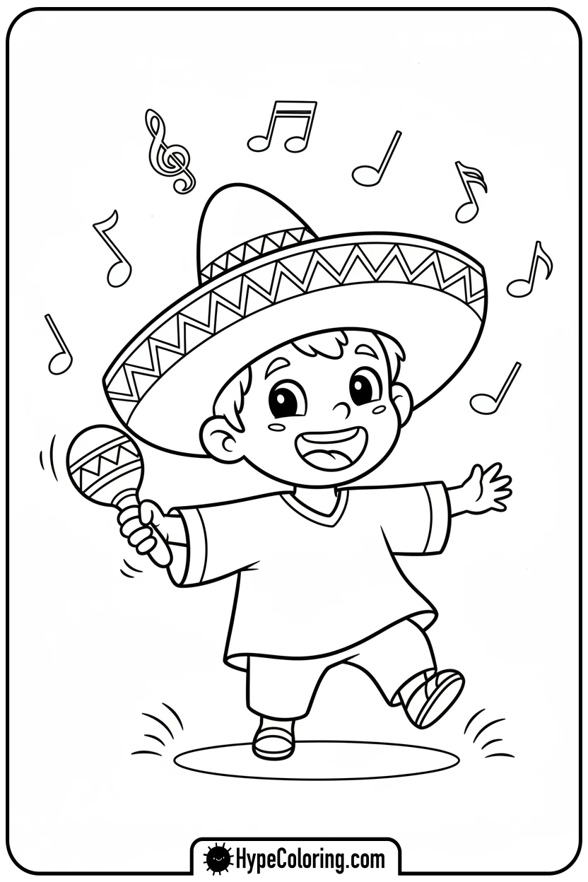 child-shaking-maraca - hispanic heritage month coloring pages