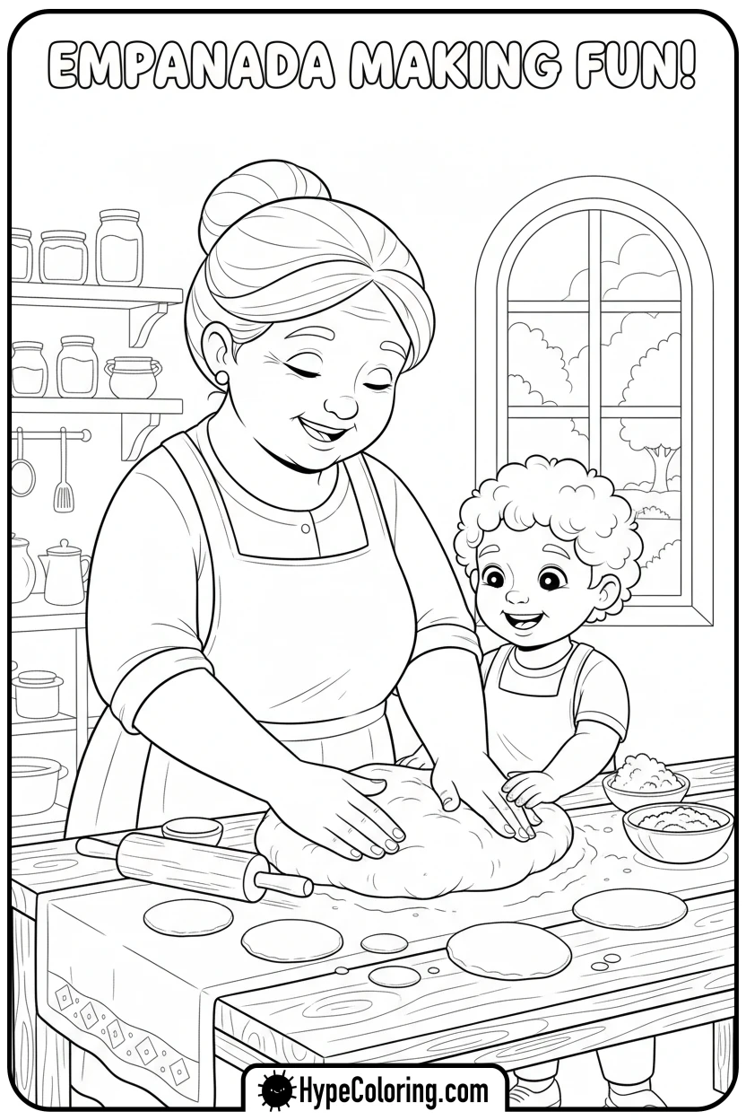 grandma-teaching-cooking - hispanic heritage month coloring pages