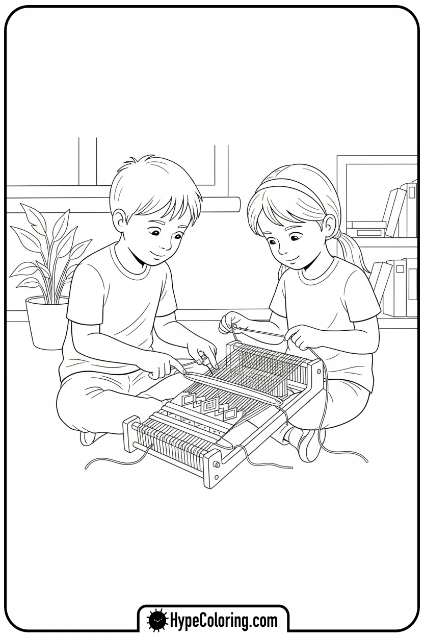 children-weaving-crafts - hispanic heritage month coloring pages