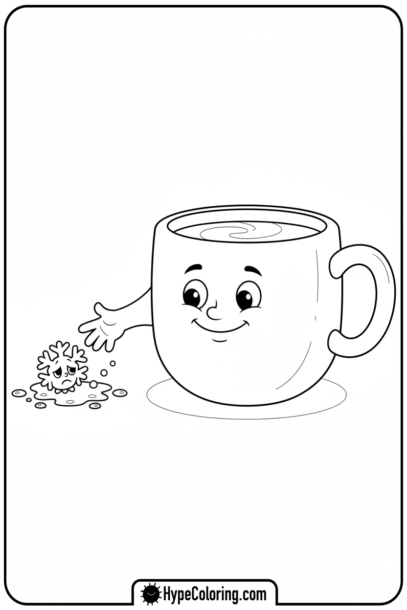 hot-chocolate-helping-snowflake - hot chocolate coloring page