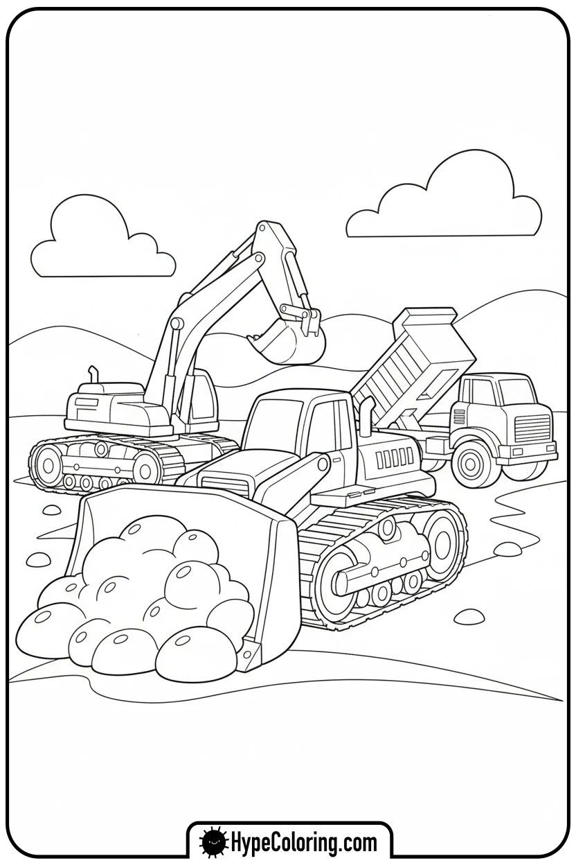 hot-wheels-bulldozer-at-construction-site - hot wheels color pages