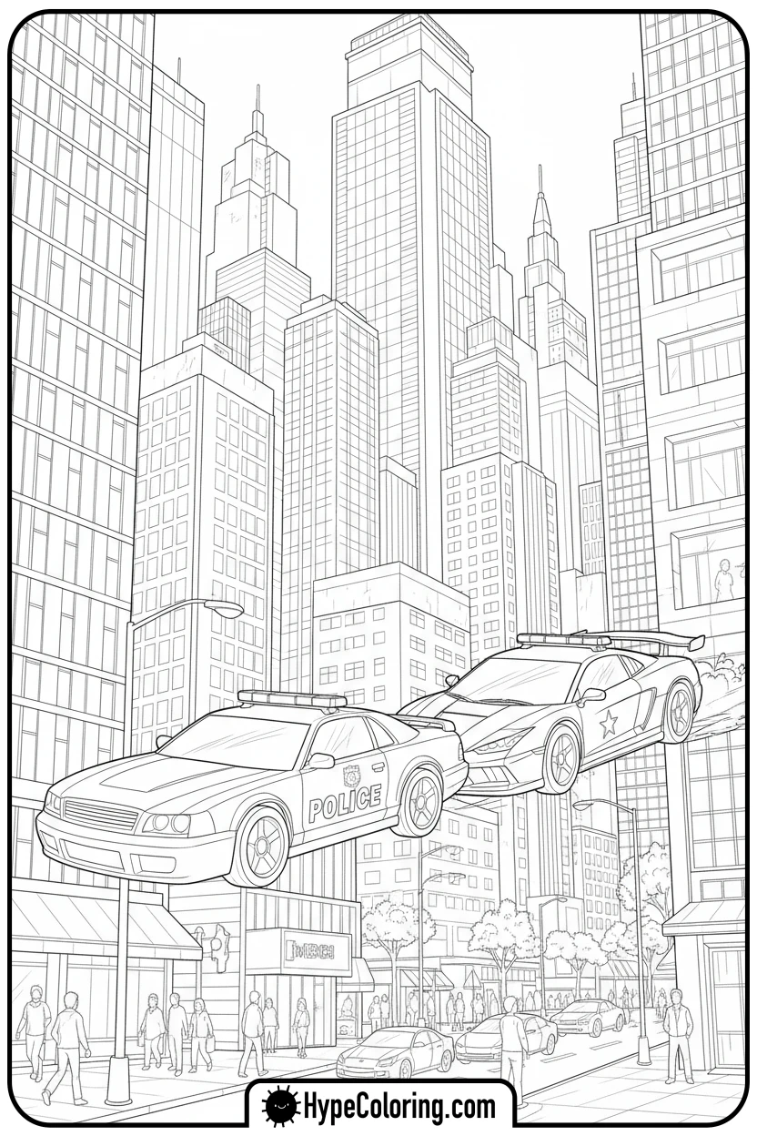 hot-wheels-police-car-chase - hot wheels color pages