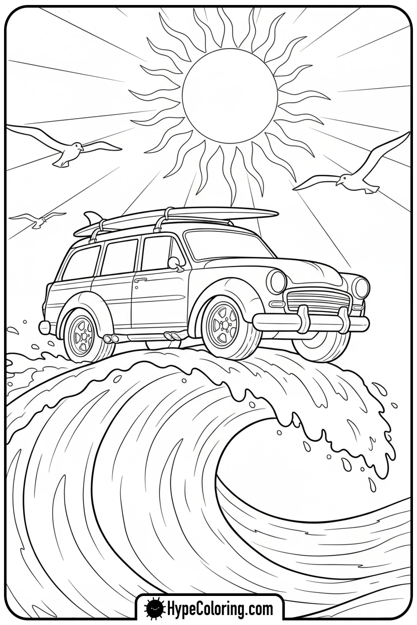 hot-wheels-surf-wagon-on-wave - hot wheels color pages