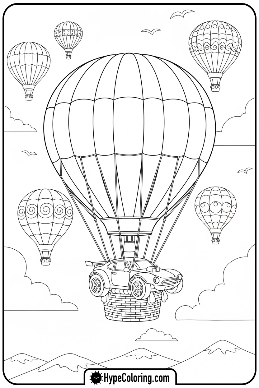 hot-wheels-car-in-hot-air-balloon - hot wheels color pages