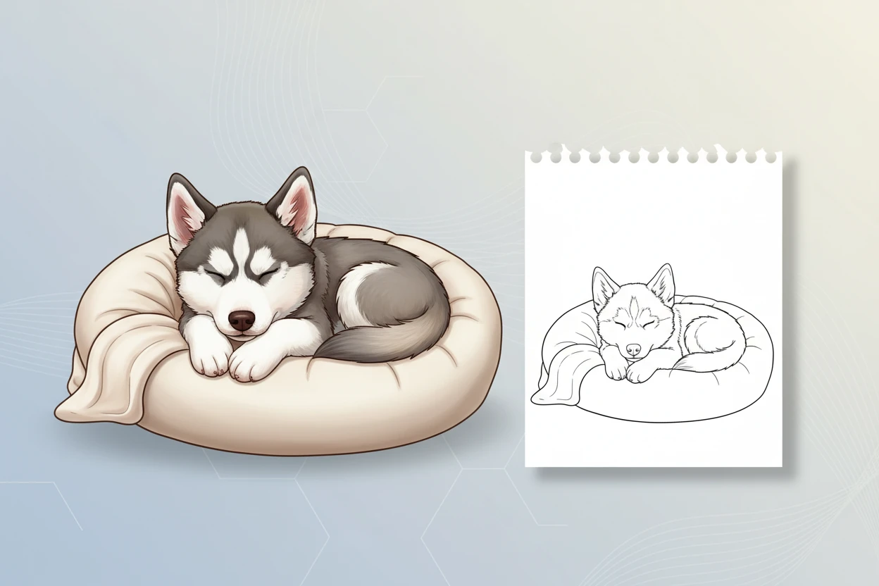 a-husky-puppy-curled-up - husky dog coloring pages