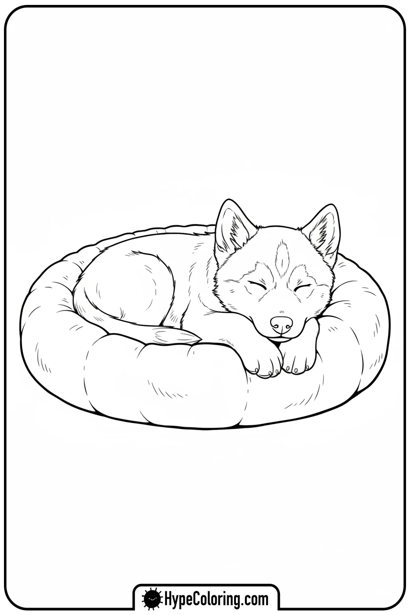 sleeping-husky-puppy - husky dog coloring pages