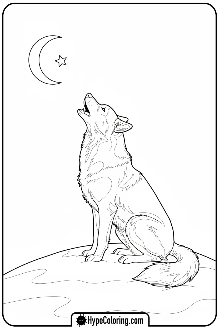 husky-howling-at-moon - husky dog coloring pages