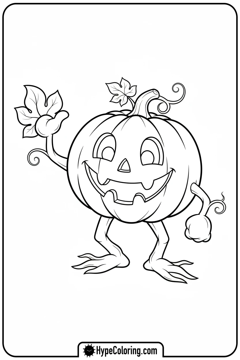 friendly-jack-o-lantern-waving - jack o lantern coloring pages
