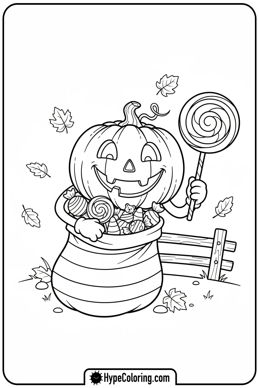 jack-o-lantern-with-candy-bag - jack o lantern coloring pages