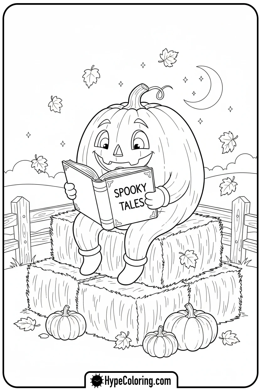 jack-o-lantern-reading-a-book - jack o lantern coloring pages