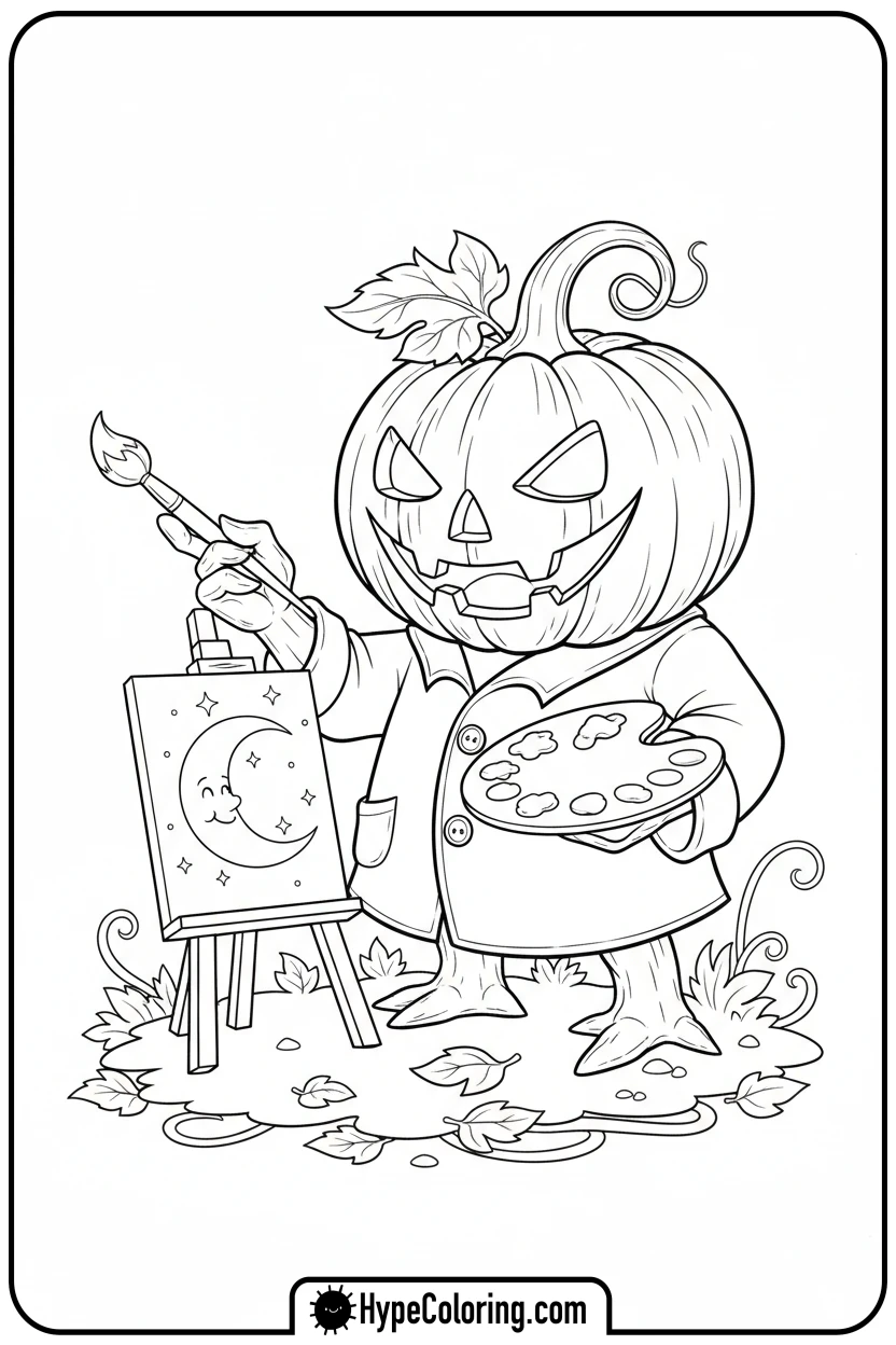 jack-o-lantern-painting-moon - jack o lantern coloring pages