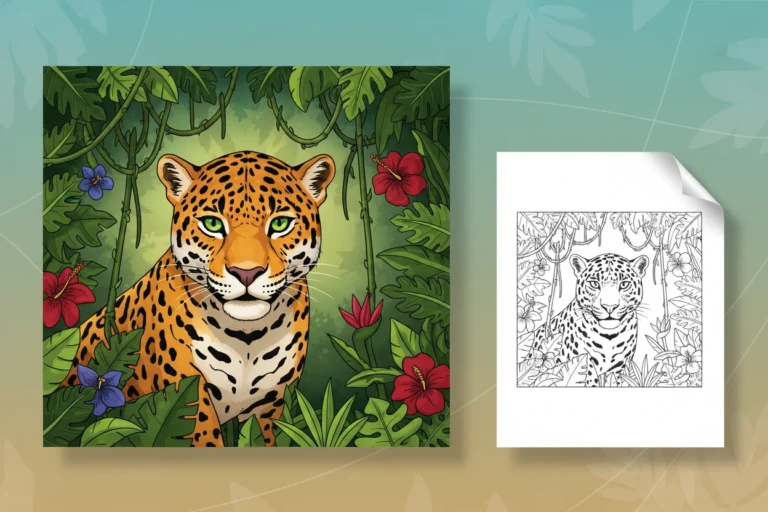 curious-jaguar-peeking-out-from - jaguar coloring pages
