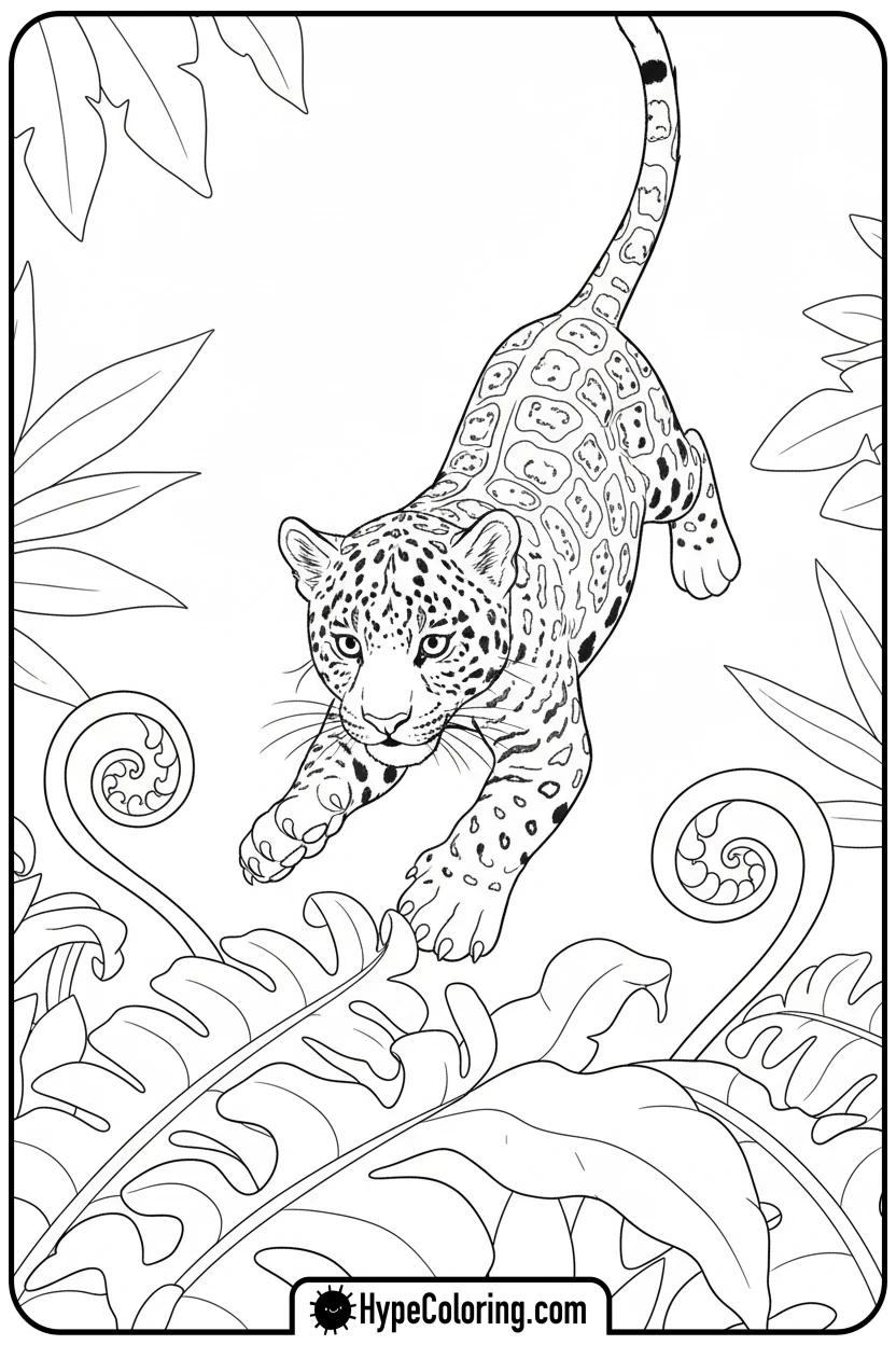 playful-jaguar-cub-pouncing - jaguar coloring pages