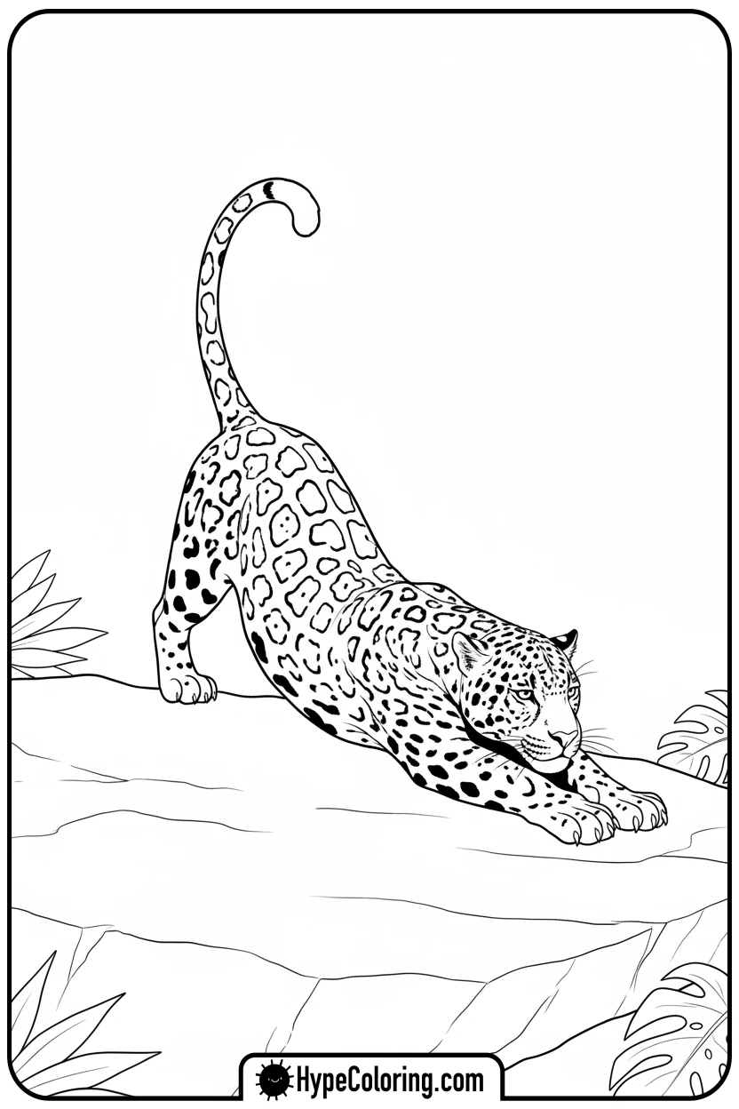 jaguar-stretching-on-rock - jaguar coloring pages