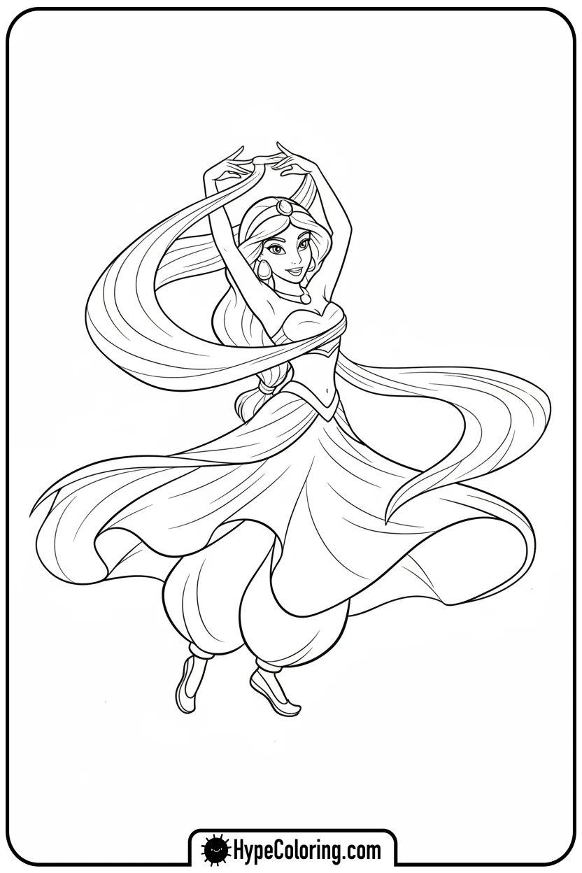jasmine-dancing-gracefully - jasmine coloring page