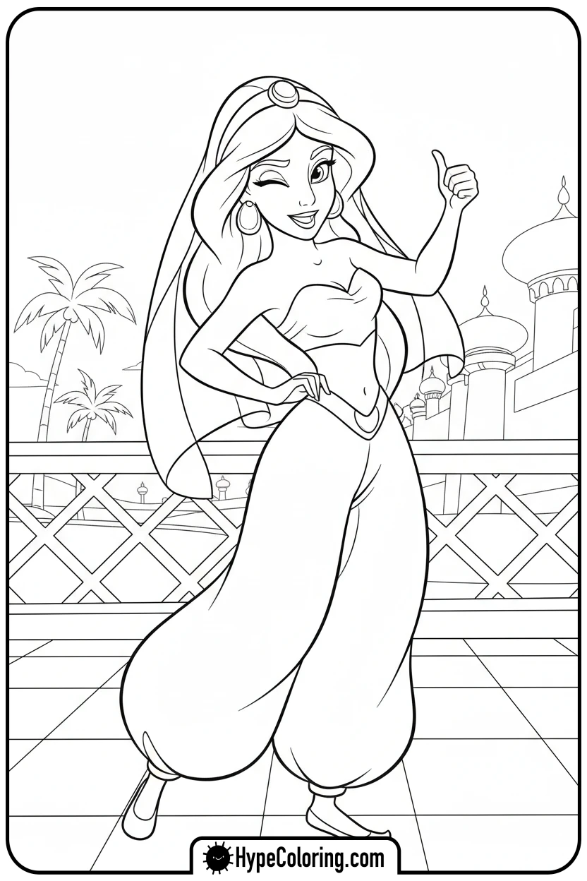 jasmine-winking-and-thumbs-up - jasmine coloring page