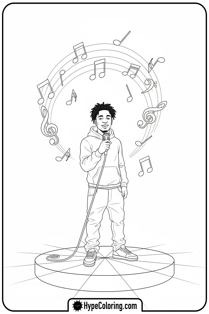juice-wrld-singing-on-stage-with-notes - juice wrld color page