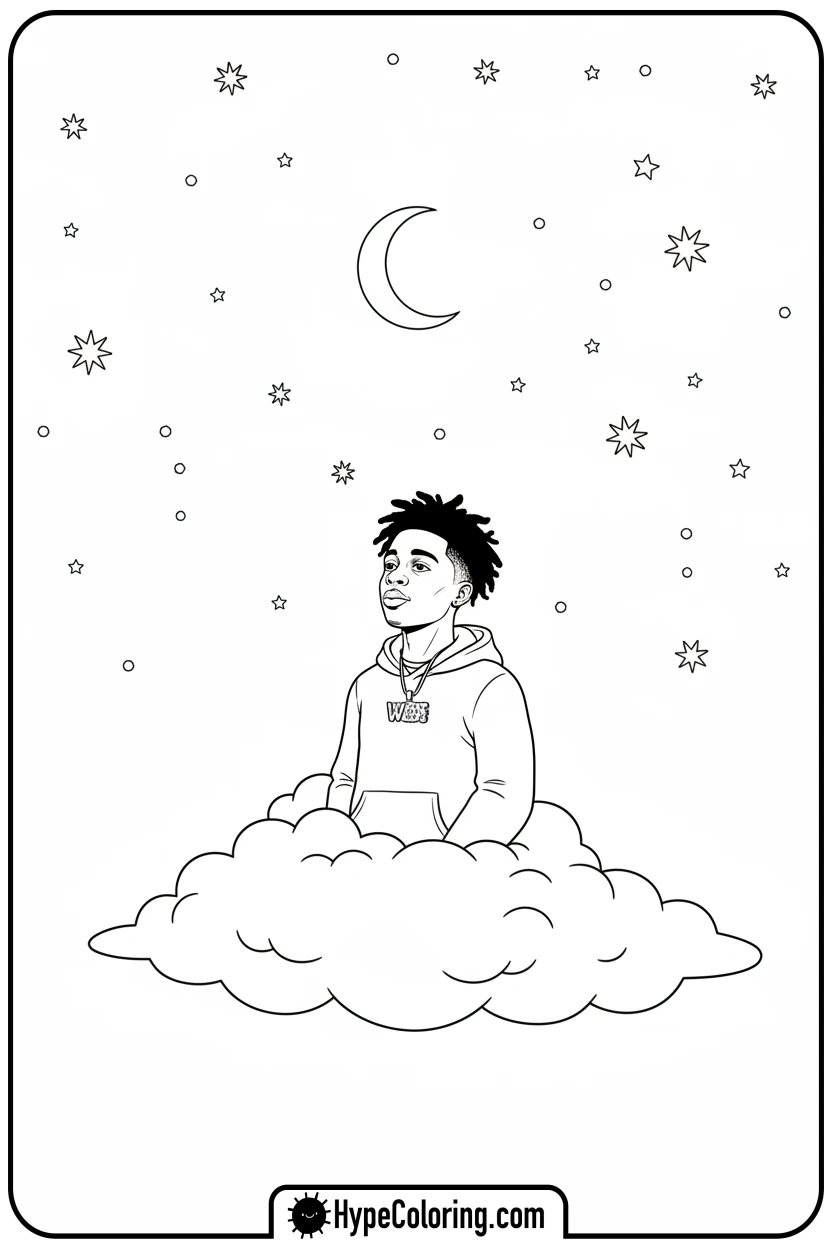 juice-wrld-floating-on-a-cloud - juice wrld color page