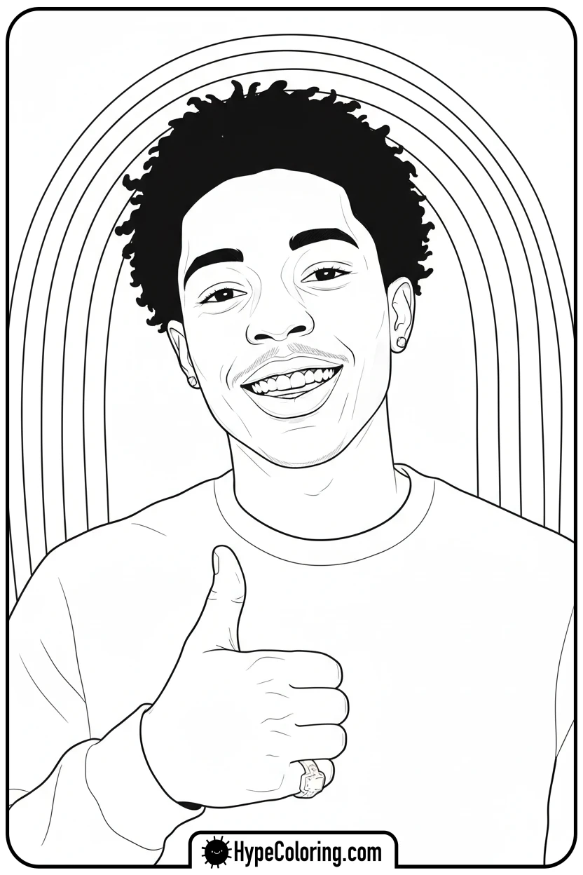juice-wrld-smiling-with-thumbs-up - juice wrld color page