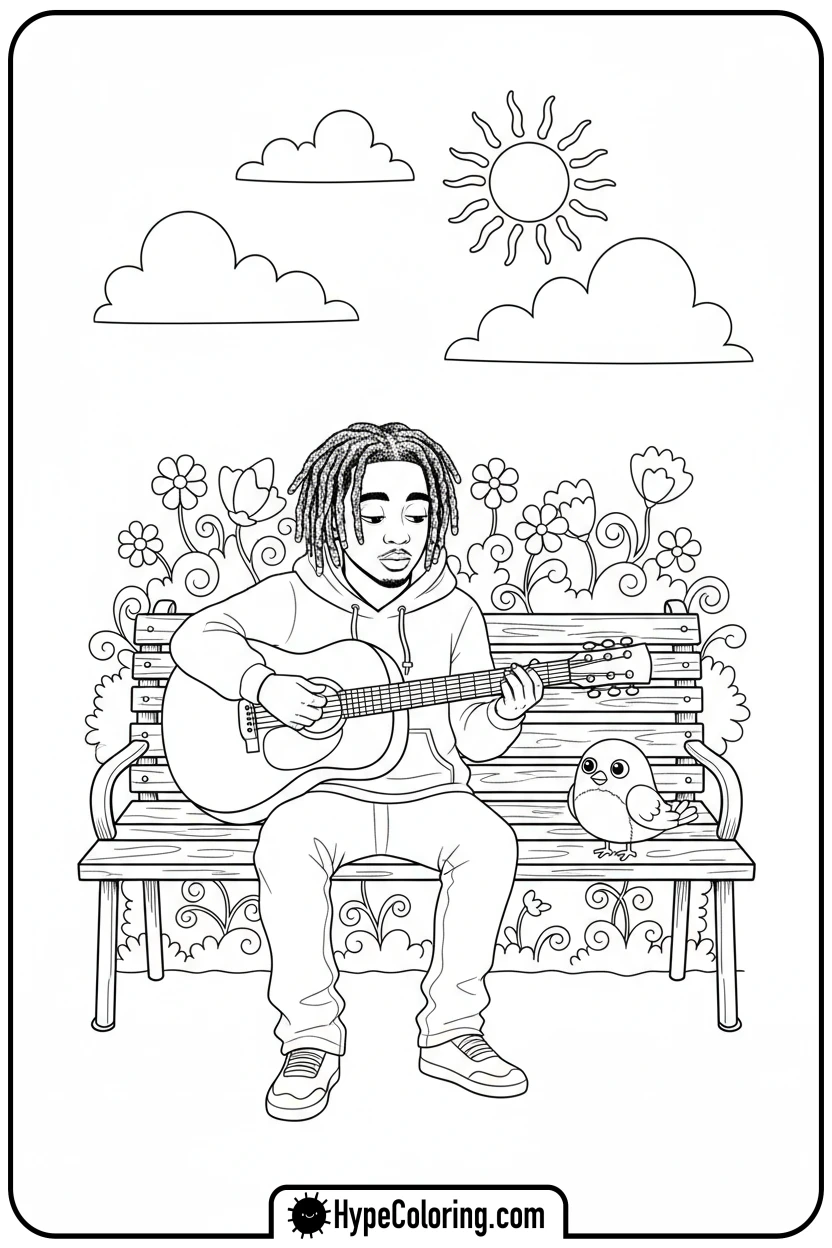 juice-wrld-playing-guitar - juice wrld color page