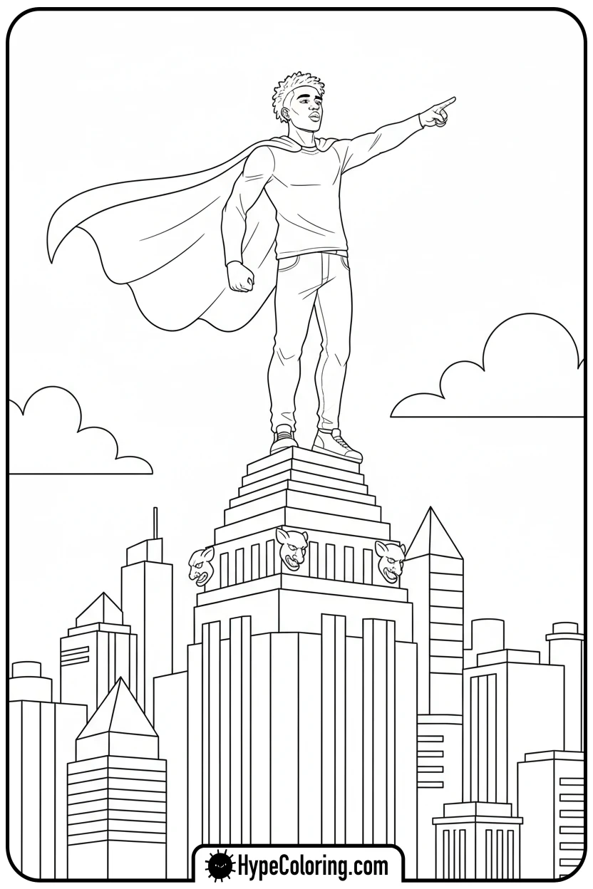 juice-wrld-superhero-pose - juice wrld color page
