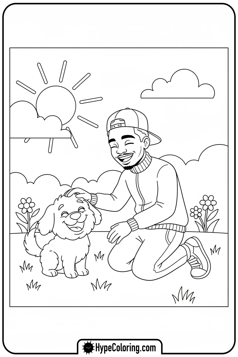 juice-wrld-petting-dog - juice wrld color page