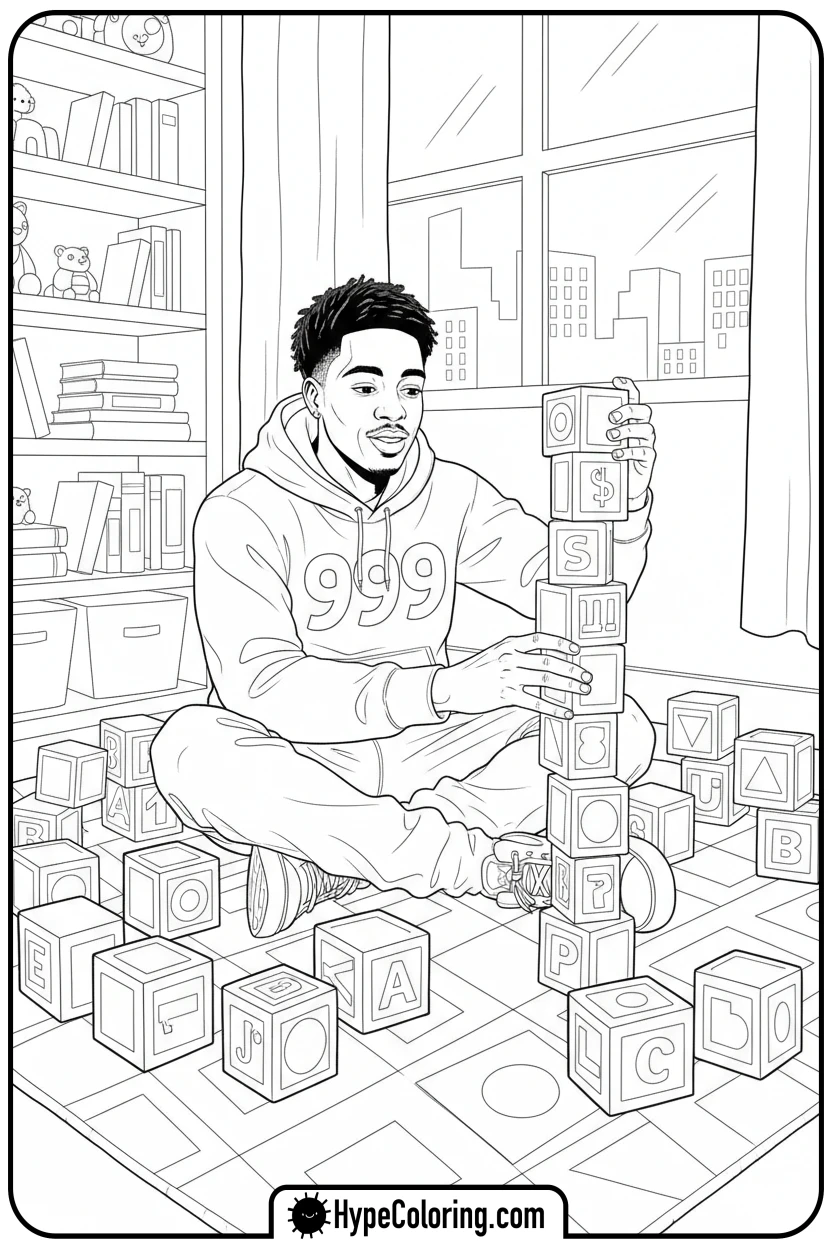 juice-wrld-building-with-blocks - juice wrld color page