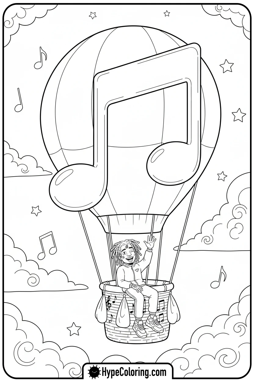 juice-wrld-in-music-note-balloon - juice wrld color page