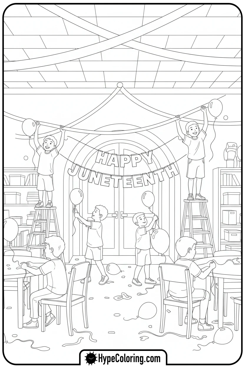 children-decorating-for-juneteenth - juneteenth coloring pages