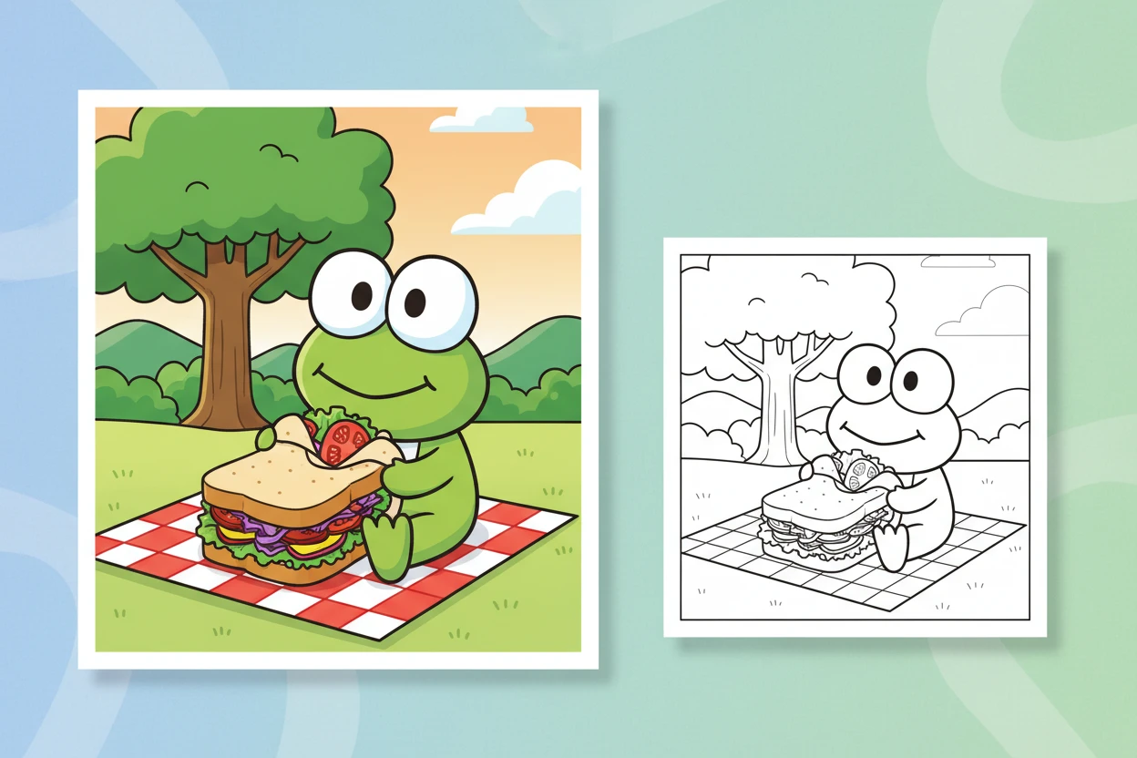 keroppi-sitting-at-a-checkered - keroppi coloring pages