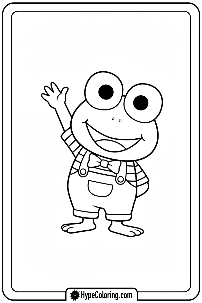 Click to download PDF keroppi-waving-hello - keroppi coloring pages