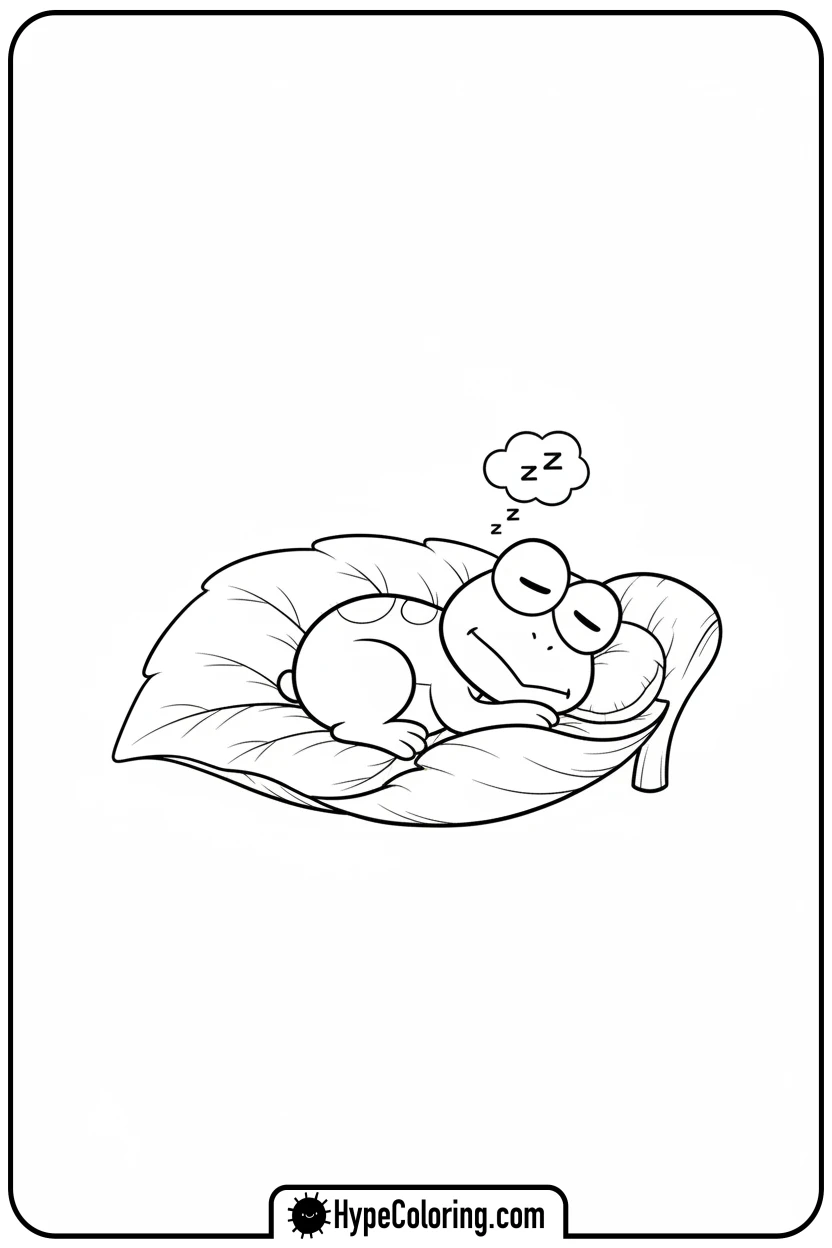 Click to download PDF keroppi-sleeping-on-leaf - keroppi coloring pages