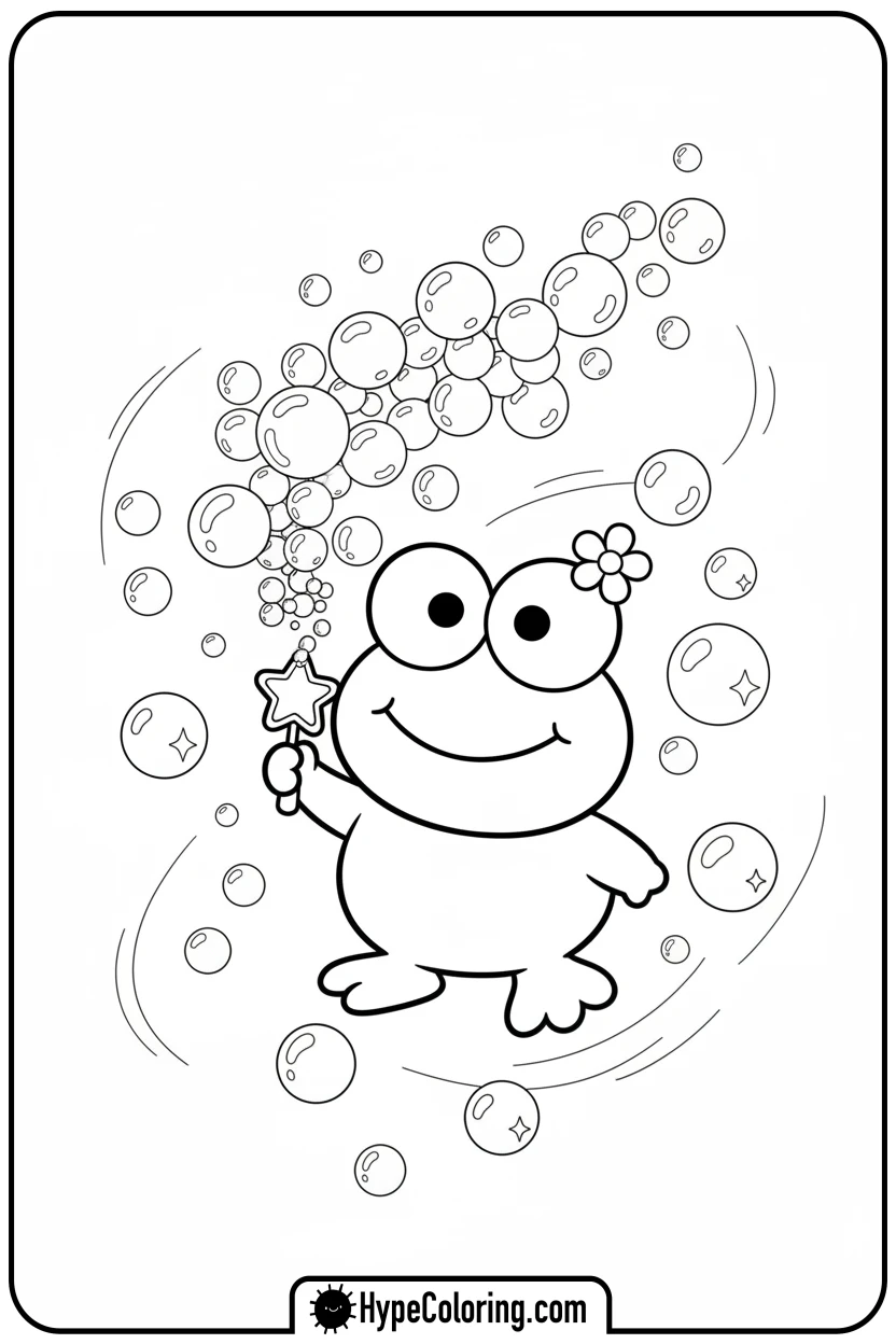 Click to download PDF keroppi-blowing-bubbles - keroppi coloring pages