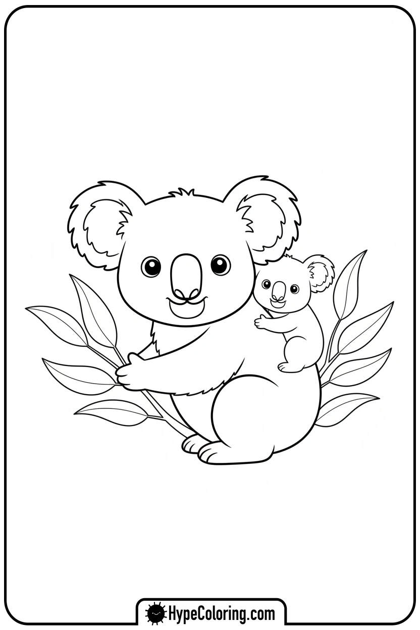 mama-koala-with-baby - koala bear coloring page