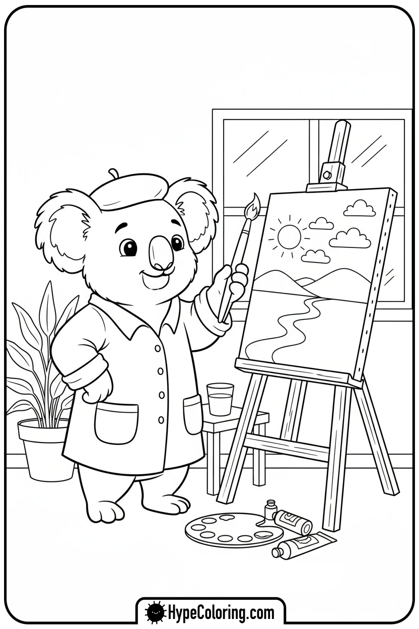koala-painting - koala bear coloring page