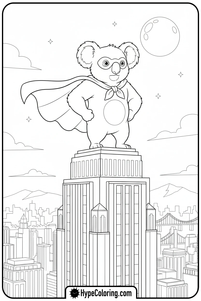 superhero-koala - koala bear coloring page