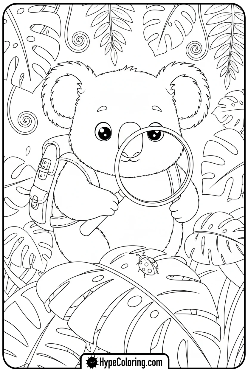 koala-explorer - koala bear coloring page